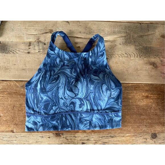 VSX Victoria's Secret Blue Swirl 34C Forward Tech High Neck Sport Bra VS - Picture 1 of 2